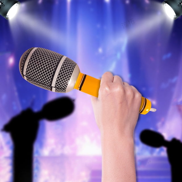 Inflatable Microphone Toy Instrument for Kids Singing Performance Lightweight Portable Stage Party Concert Accessories