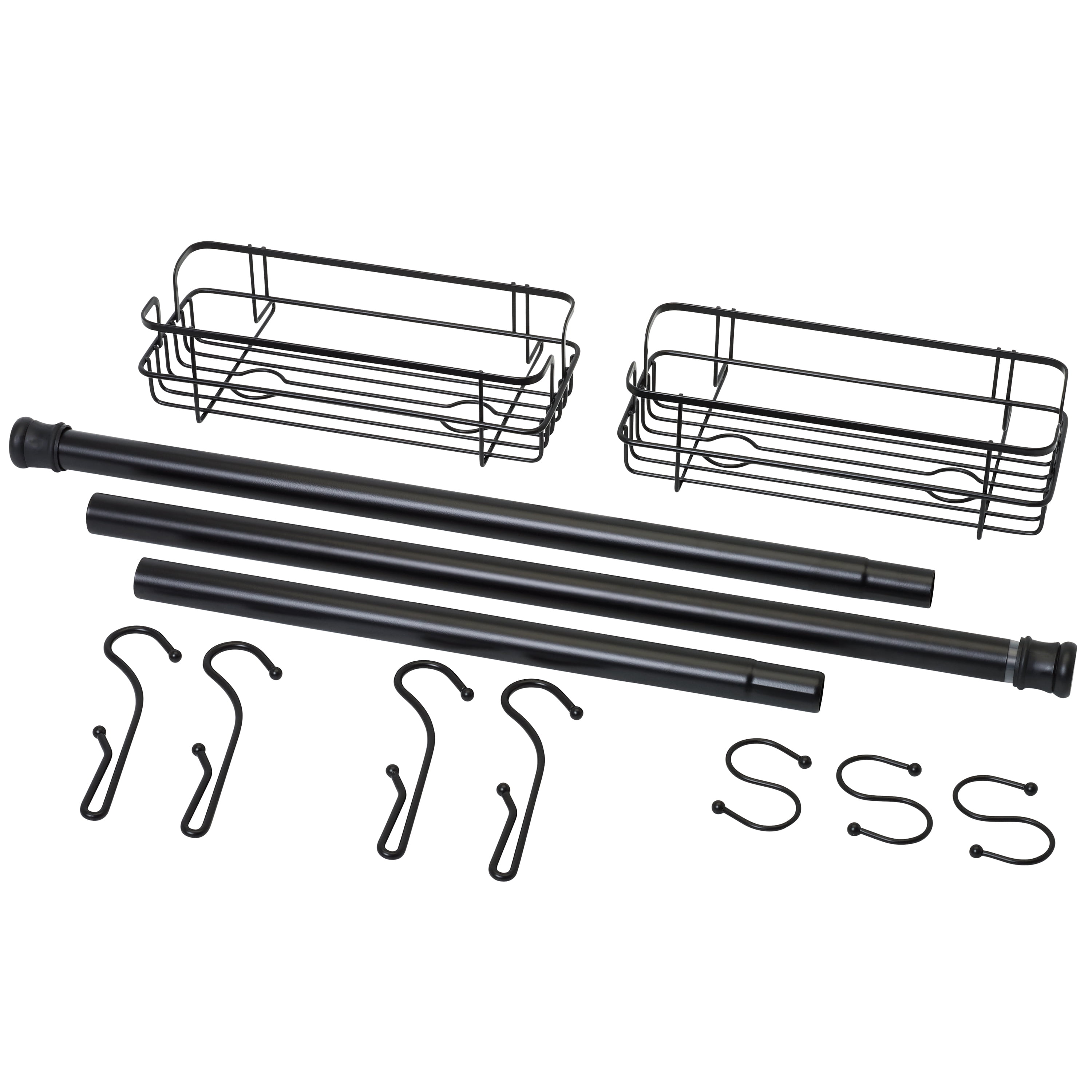 Zenna Home Steel Shower Caddy or Organizer for Bath, Pantry, Closet, Adjusts 26" - 76", Matte Black
