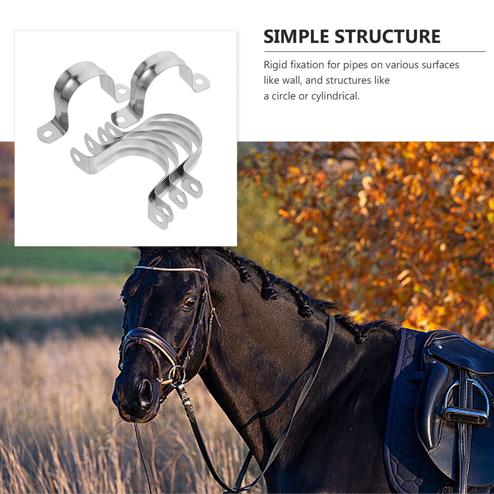 HEANUJJ 100Pcs Plated Silver Metal Tube Clamps Heavy Duty U-Shaped Strap Clips for Secure Tube Fixing