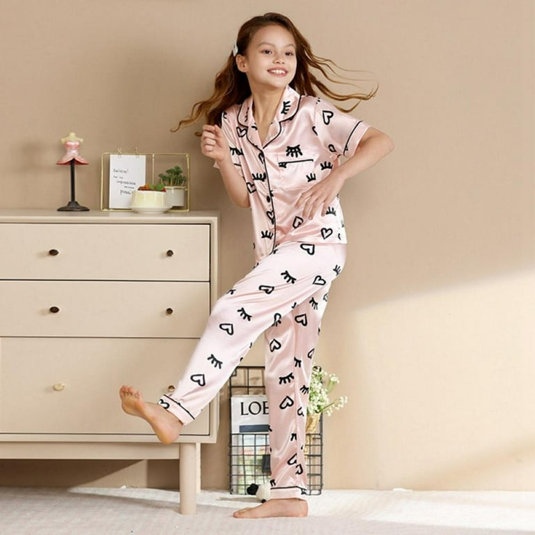 Girls silk short pyjamas hot sale