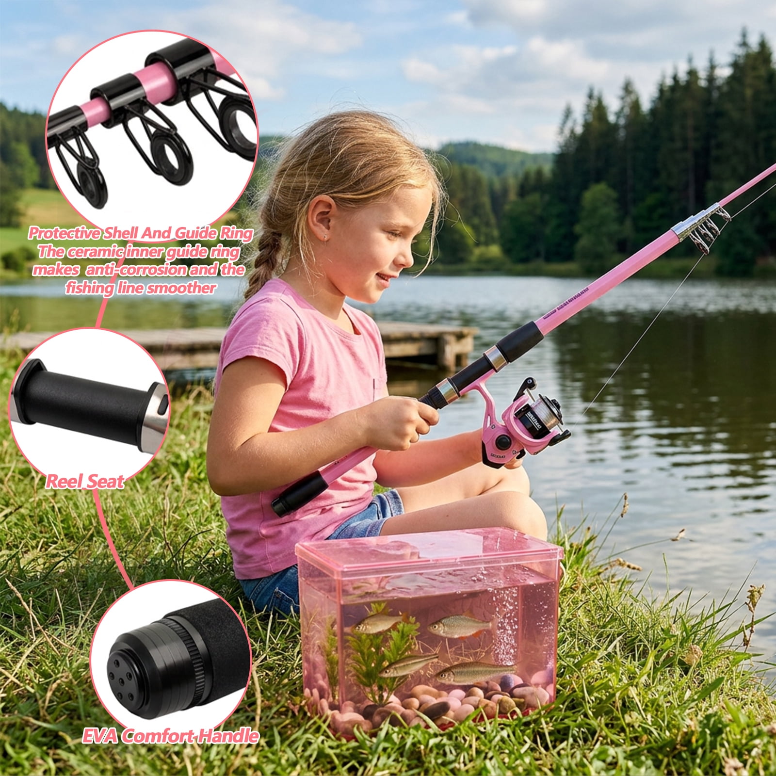 iFaveorr 65 inch Fishing Rod and Reel Combos, Fishing Rod with EVA Material Grip, Telescopic Fishing Gear with Reel Combo Kit with Tackle Box Fishing Line, Gift for Kids and Fishing Beginner