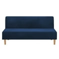 thumbnail image 2 of Eurhowing Elastic Sofa Cover, Plush Stretchable Futon Slipcover for Armless Sofa Bed, Soft Velvet Furniture Protector, Navy Blue, 2 of 9