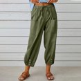 thumbnail image 4 of Pantalones recortados de moda para mujer Pantalones de pierna ancha con bolsillos cómodos (Verde L) FLhrweasw Para estrenar, 4 of 8