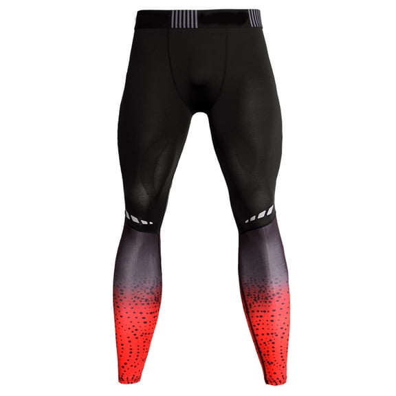 WRISTBIQUE Red Men Yoga Pants Lightweight Breathable Compression Running Leggings