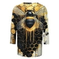 thumbnail image 4 of CYMMPU Bee Pattern 3/4 Sleeve Tunic Tops Round Neck Spring Tops Blouses for Women Dressy Casual Fall Trendy Shirts Loose Fit Lightweight Basic Tees Yellow L, 4 of 5