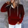 thumbnail image 2 of GreatBaby Women's Printed Hat Rope Hooded Pocket Pullover Fashionable Sweatshirts Printed Button Closure for Adjustment Hat Rope Tops(Wine#1,S), 2 of 6