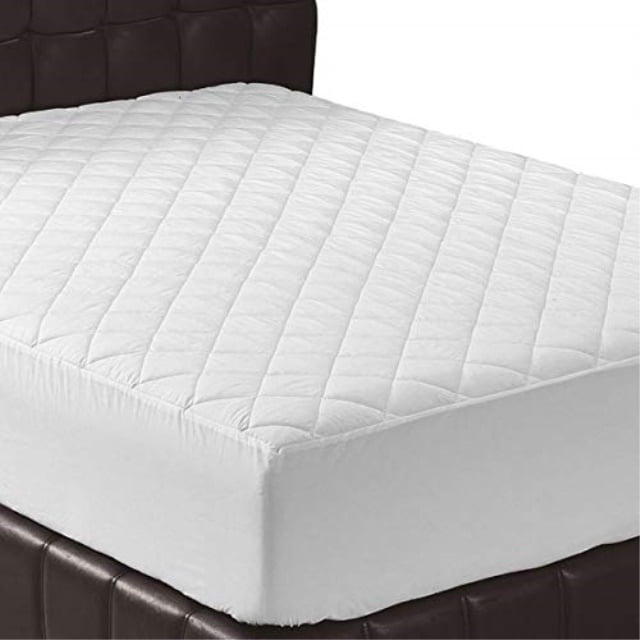 quilted fitted mattress pad (queen) - mattress cover stretches up to 16 ...