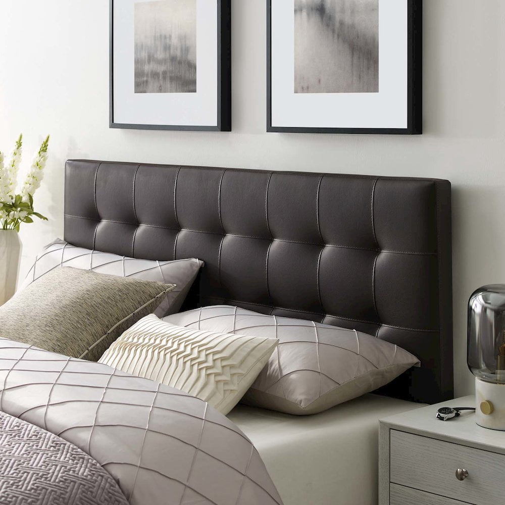 Modway Lily Full Upholstered Faux Leather and Wood Headboard in Brown