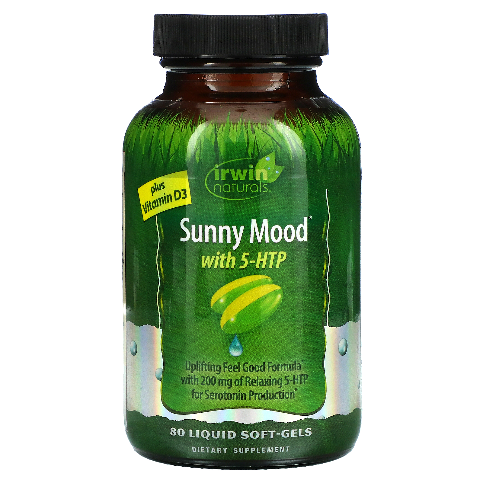 Sunny Mood with 5HTP, Plus Vitamin D3, 80 Liquid SoftGels, Irwin Naturals