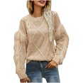 thumbnail image 1 of Pompotops Chandail-Over Tricoté Mode Grande Taille à Manches Longues à Franges Col Rond pour Femmes, 1 of 9