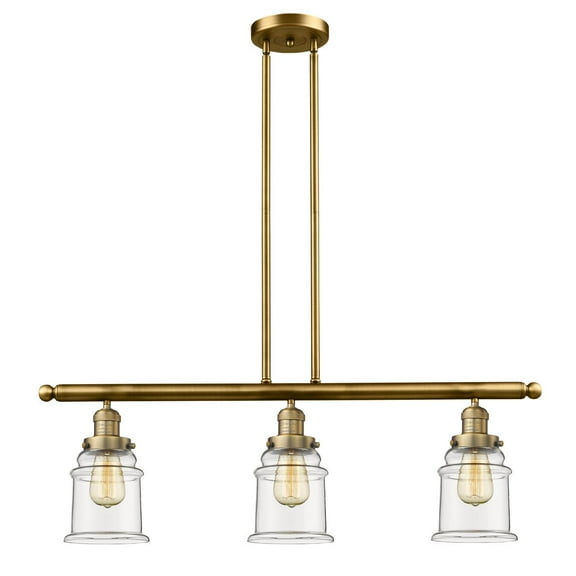 Innovations 213-BB-G182-LED Canton 3 Light Island Light part of the Franklin Restoration Collection, Brushed Brass