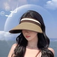 thumbnail image 4 of JingChun Sun Hats for Women Wide Brim Roll-Up Beach Ponytail Hat Packable Foldable Travel Straw Visor, 4 of 6