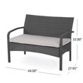 Bonnie Outdoor Wicker Love Seat and Table, Gray, Silver