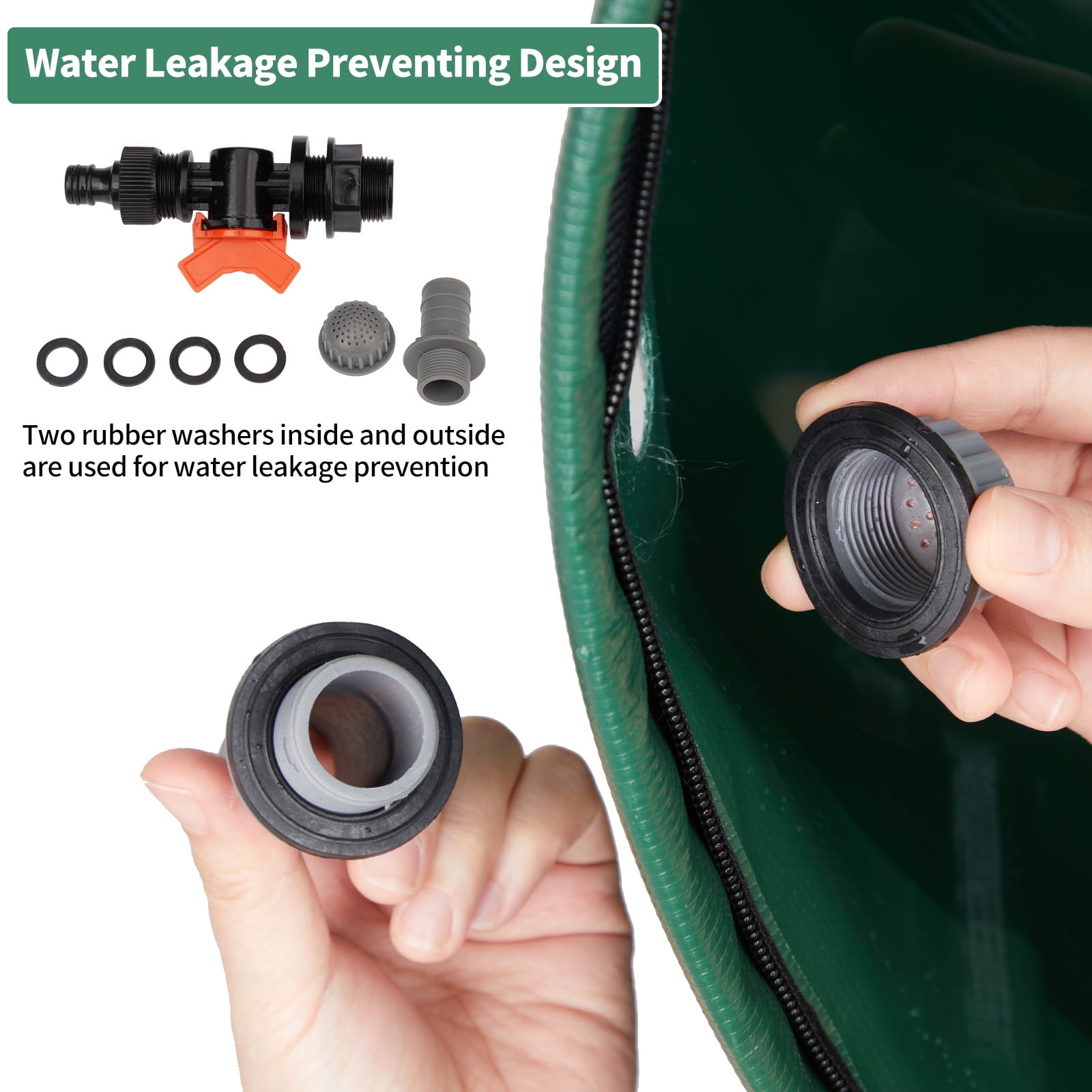 Tcbosik 50 Gallon Collapsible Rain Barrel, Portable Water Storage Tank with Faucet, Rainwater Collection System, Water Catcher Container with Overflow Opening, Green