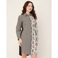thumbnail image 2 of Moomaya Women's Printed Button Down Shirt Dress, Cuffed Sleeves Collared Dress, 2 of 8