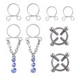 thumbnail image 1 of CHOK Non-Pierced Blue Nipple Ring Set - Fashion Water Drop Screw Design Body Jewelry, 1 of 8
