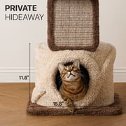 Sopapets 40.2''H Cat Tree Tower Natural Wood Aesthetic Scratching Board&Posts 1 Condo For Large Cats, Brown