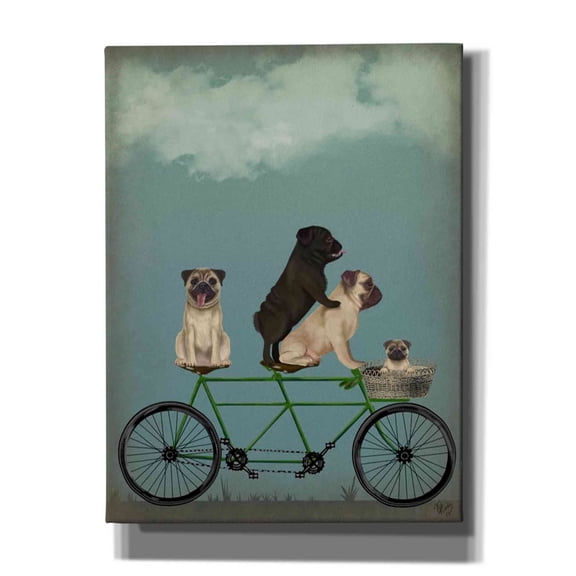 Epic Graffiti  'Pug Tandem' by Fab Funky Giclee Canvas Wall Art, 12"x16" 12 x 16