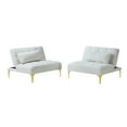 thumbnail image 2 of Convertible sofa bed futon with gold metal legs teddy fabric (White), 2 of 6