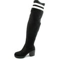 thumbnail image 3 of LFL by Lust For Life Sleek Black/White Over The Knee Stretchy Suede Boots (7.5), 3 of 5