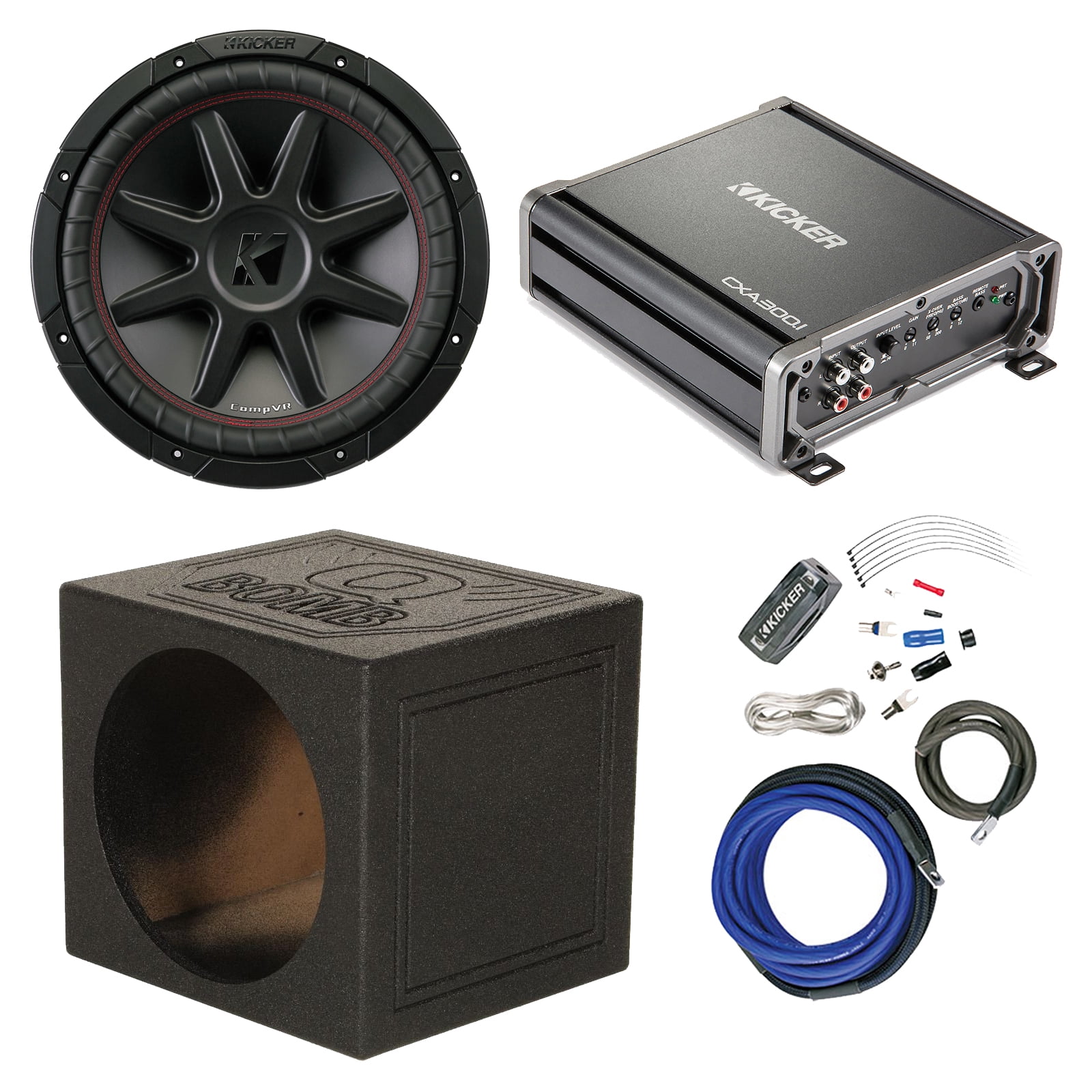 Kicker 12 800 Watt 4 Ohm Dvc Subwoofer With Kicker 600 Watt Mono Class D Power Car Audio Amplifier Q Power Qbomb 12 Sealed Subwoofer Box Kicker 8 Gauge Amplifier Power Wiring Kit