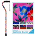 thumbnail image 1 of Bastón de diseño NOVA con mango descentrado, ligero y ajustable con correa de transporte, para hombre y mujer, ideal para mantener el equilibrio, diseño de jardín rosa., 1 of 5