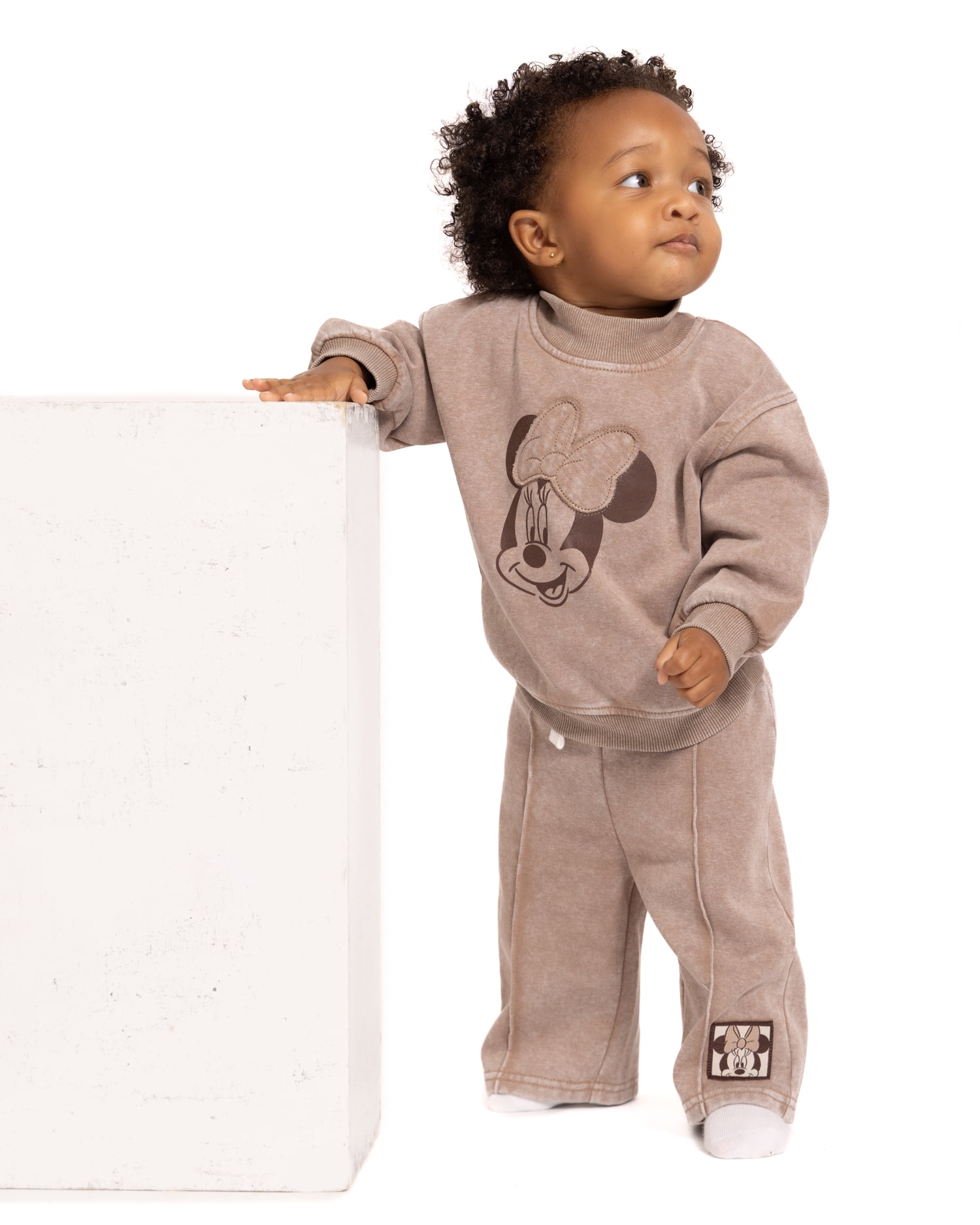 Minnie Mouse Baby Girls Mock Neck Sweatshirt and Pants Set, 2 Piece, Sizes 0/3M-24M