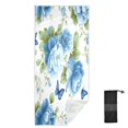 thumbnail image 2 of Quick-Dry Beach Towel 71x31in with Storage Bag, Sand Free Microfiber Towel for Travel, Swimming, Camping Beautiful Blue Orchids and Butterflies, 2 of 9