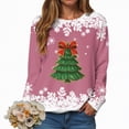 thumbnail image 2 of Towmus Womens Casual Long Sleeve Merry Christmas Crewneck Sweatshirt Christmas Tree Bright Graphic Pullover Tops, 2 of 7