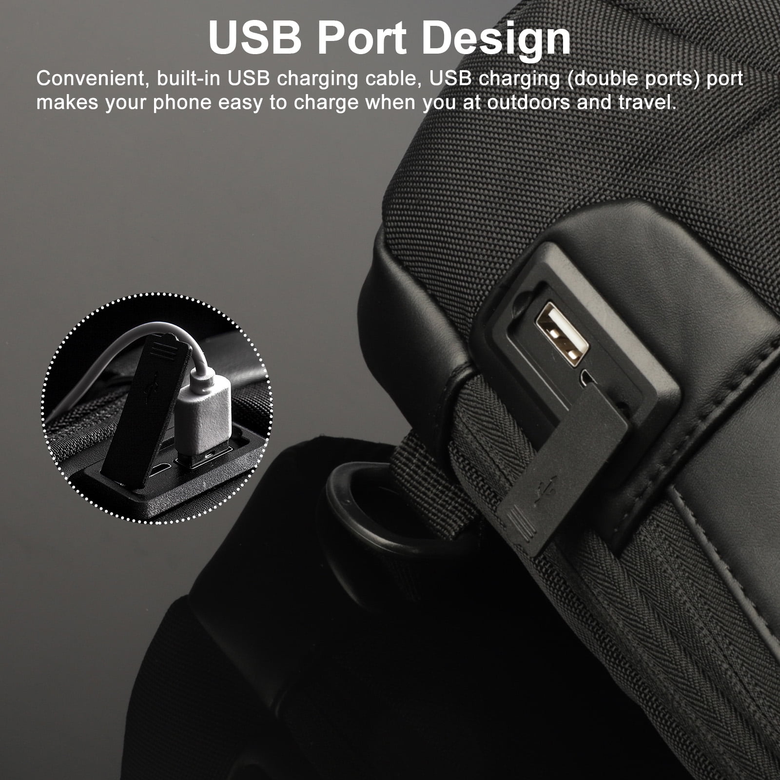  POKIT Minimal Travel Sling Bag, Wireless Phone Charging  Crossbody Bag, Lightweight Water Resistant, Theft Preventative, YKK  Zippers