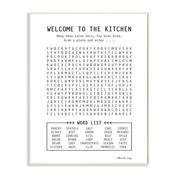 The Stupell Home Decor Black And White Kitchen Crossword Puzzle Sign Walmart Com Walmart Com