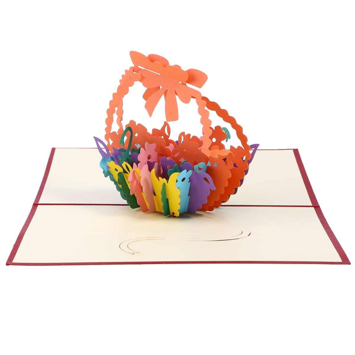 3D Flower Basket DIY Three-Dimensional Paper-Cut Greeting Card Anniversary 