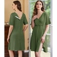 thumbnail image 4 of Ekouaer Labor and Delivery Gown for Hospital Short Sleeve Maternity Nursing Dress Nightgown with Button Army Green L, 4 of 5