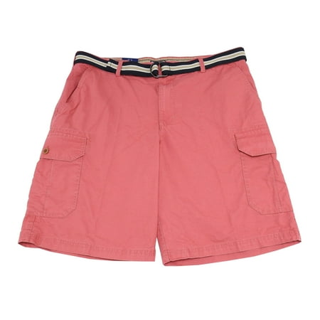 IZOD Mens Size 34 Belted Saltwater Cargo Short, Saltwater Red