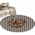 thumbnail image 2 of 4ft Washable Round Rug, Farmhouse Country Non-Slip Circle Area Rug for Living Room Bedroom, Star Bless This Home Black Buffalo Plaid Indoor Floor Mat for Home Decor, 2 of 9