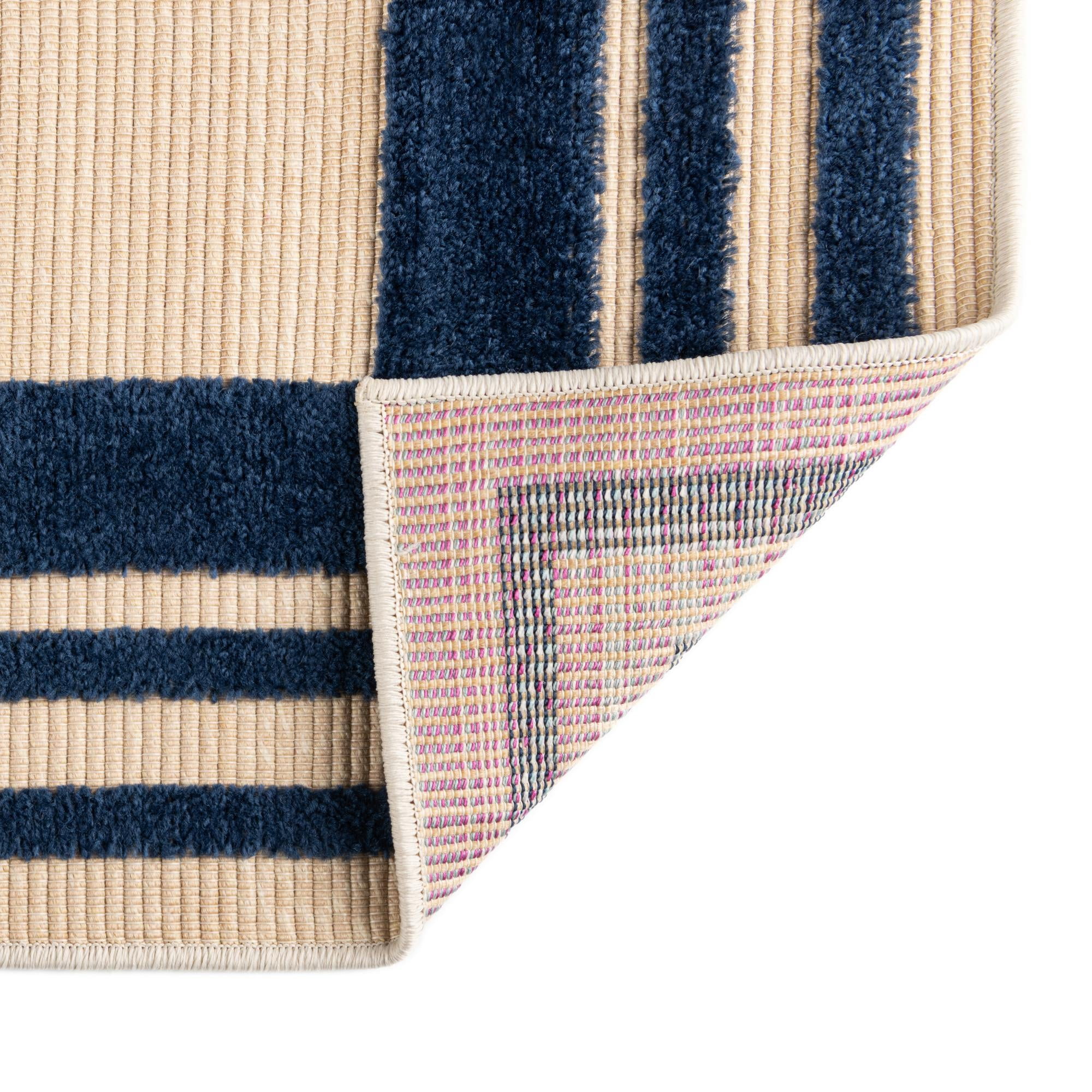 Unique Loom Aruba Outdoor Collection Area Rug - Tanki (2' x 3' Rectangle Beige/Navy Blue)