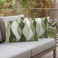 thumbnail image 2 of Outdoor Waterproof Pillow Covers Sage Green Gradient Stripes Decorative Throw Pillow Protectors,Pillowcase Cushion Cases for Patio Sofa Garden Couch,20x12in,Pack of 2, 2 of 14