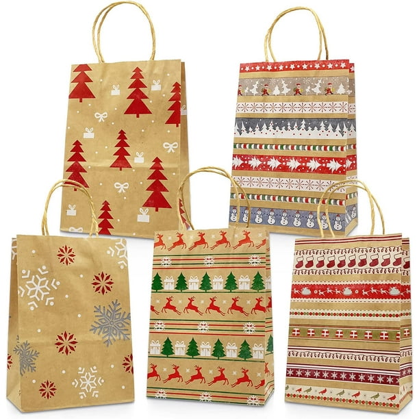Decorated Brown Paper Christmas Bags