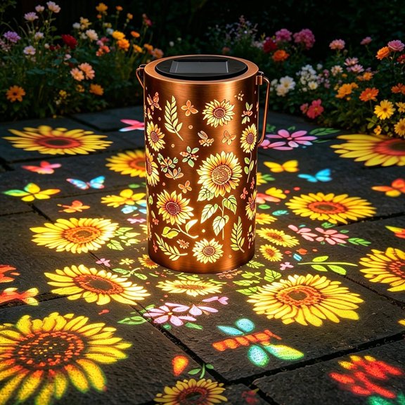 MIKISS Solar Outdoor Hanging Lanterns, Colorful Sunflower Glow Waterproof Lantern, 1Pcs