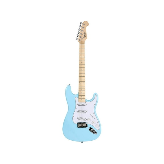 Monoprice Cali DLX Plus Solid Ash Electric Guitar | Wilkinson Bridge and Pickups, with Gig Bag, Right Orientation, Light Blue with Maple Fretboard - Indio Series