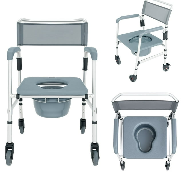 Silla 3 en 1 con Ruedas para Baño, Ducha y Traslado Seguro