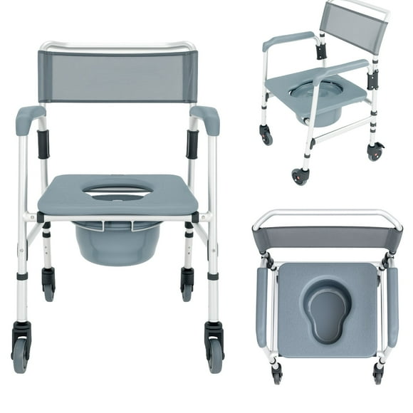 Silla 3 en 1 con Ruedas para Baño, Ducha y Traslado Seguro