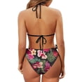 thumbnail image 6 of chaqlin Women's Halter Neck Two Piece Bikini Set Tropical Floral Print, Tie Side Bottoms Quick Dry Swimwear for Beach Vacation & Pool Party, 6 of 9