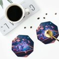 thumbnail image 3 of Bingfone Vintage Book Glowing Mushrooms Leather Drinks Coasters with Set of 6,Suitable for Home Kitchen,Coffee Cup Coasters Home Gift, 3 of 7