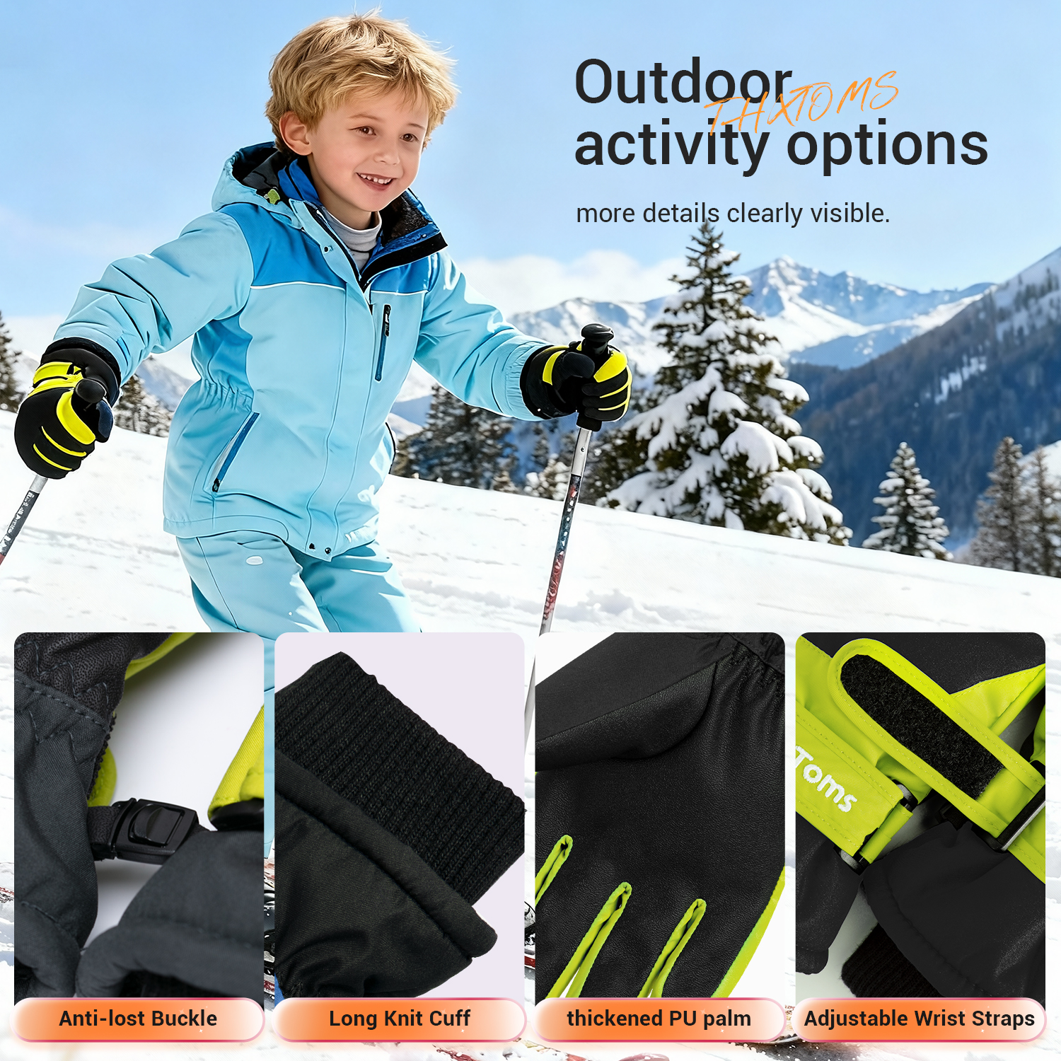 ThxToms Kids Waterproof Winter Snow Gloves photo 4