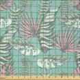 thumbnail image 2 of Ambesonne Tropical Fabric by the Yard Microfiber, Delicate Hawaiian Leaves, 5 Yards, Pale Seafoam Pale Pink, 2 of 2