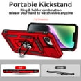 thumbnail image 3 of Dteck Case with Tempered Glass Screen Protector for iPhone 16e ,Shockproof TPU+PC with Slide Camera Cover Built-in 360° Rotate Ring Kickstand Magnetic Shockproof Back Cover,Red, 3 of 9
