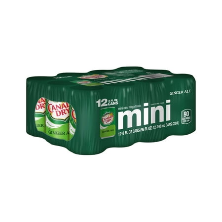 Canada Dry Ginger Ale, Mini Can, Soda 12 Pack 8 fl oz Mini Aluminum Cans, Allergens Free