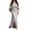 Silver, variant on Levmjia Womens Crew Neck Batwing Sleeve Maxi Dress Ruched Side Slit Long Dress Pockets Solid Color Casual Dress Daily Vacation Party Dating