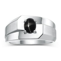 RYLOS Men's Rings 14K White Gold Ring Classic Solitaire 7X5MM Oval Shape Gemstone Designer Band Black Star Sapphire March Birthstone Rings For Men Size 9